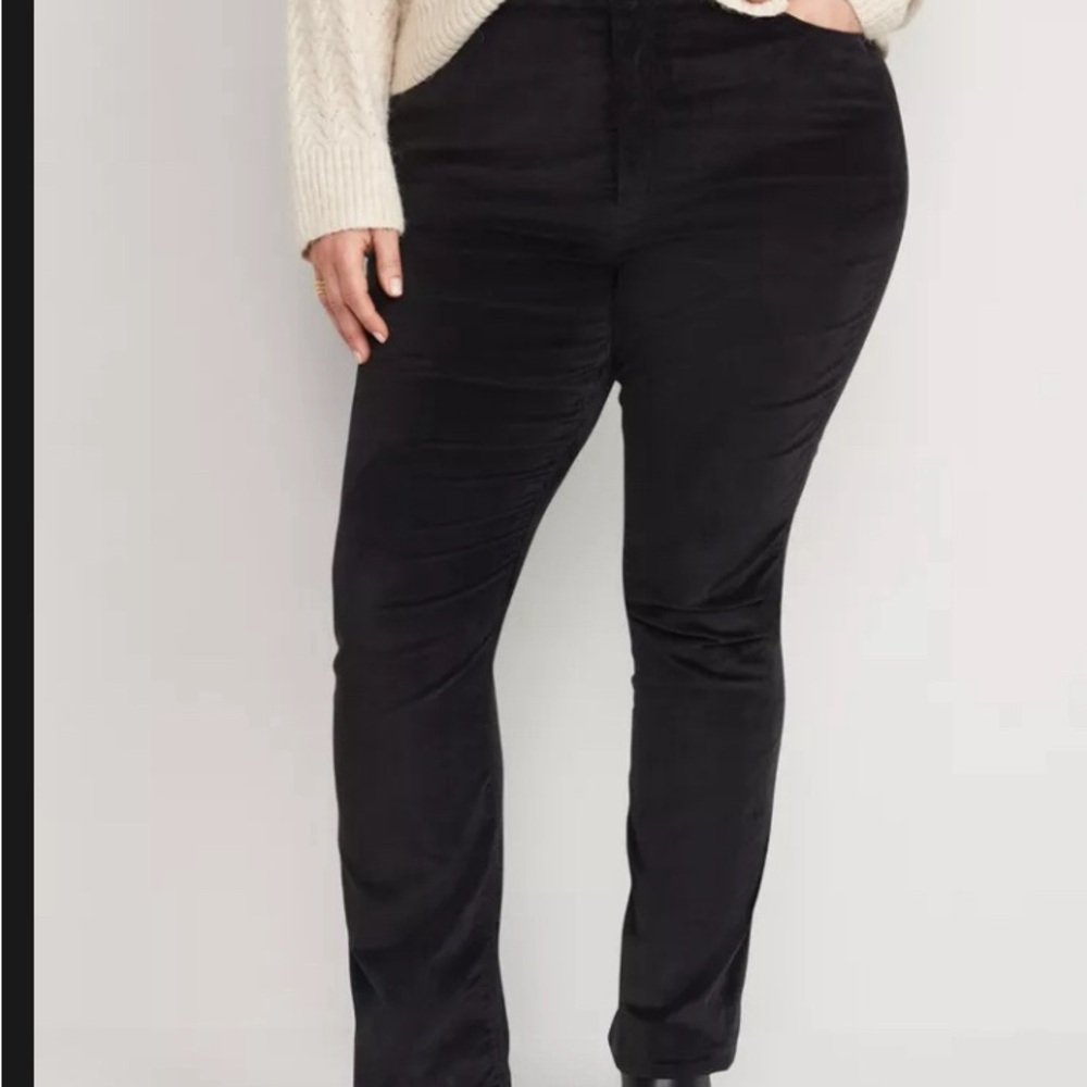 Old Navy Women’s Extra High-Waisted Velvet Boot-Cut Pants Black Size 22W